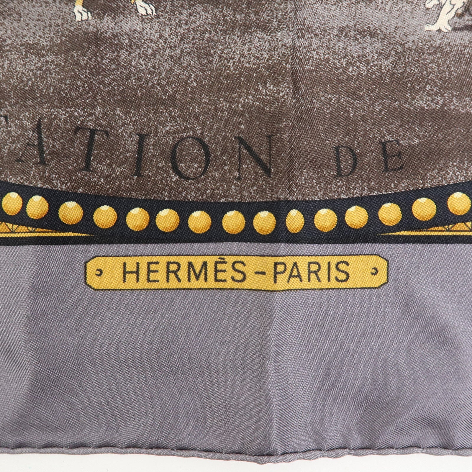 HERMES Carre 90 Lot of 3 Silk 100% Scarf Gray Ivory Light Green