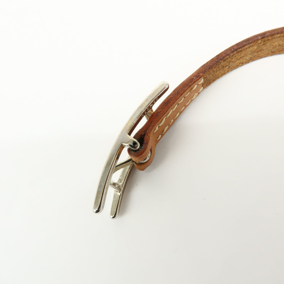 HERMES Leather Api 3 H Buckle Bracelet Brown