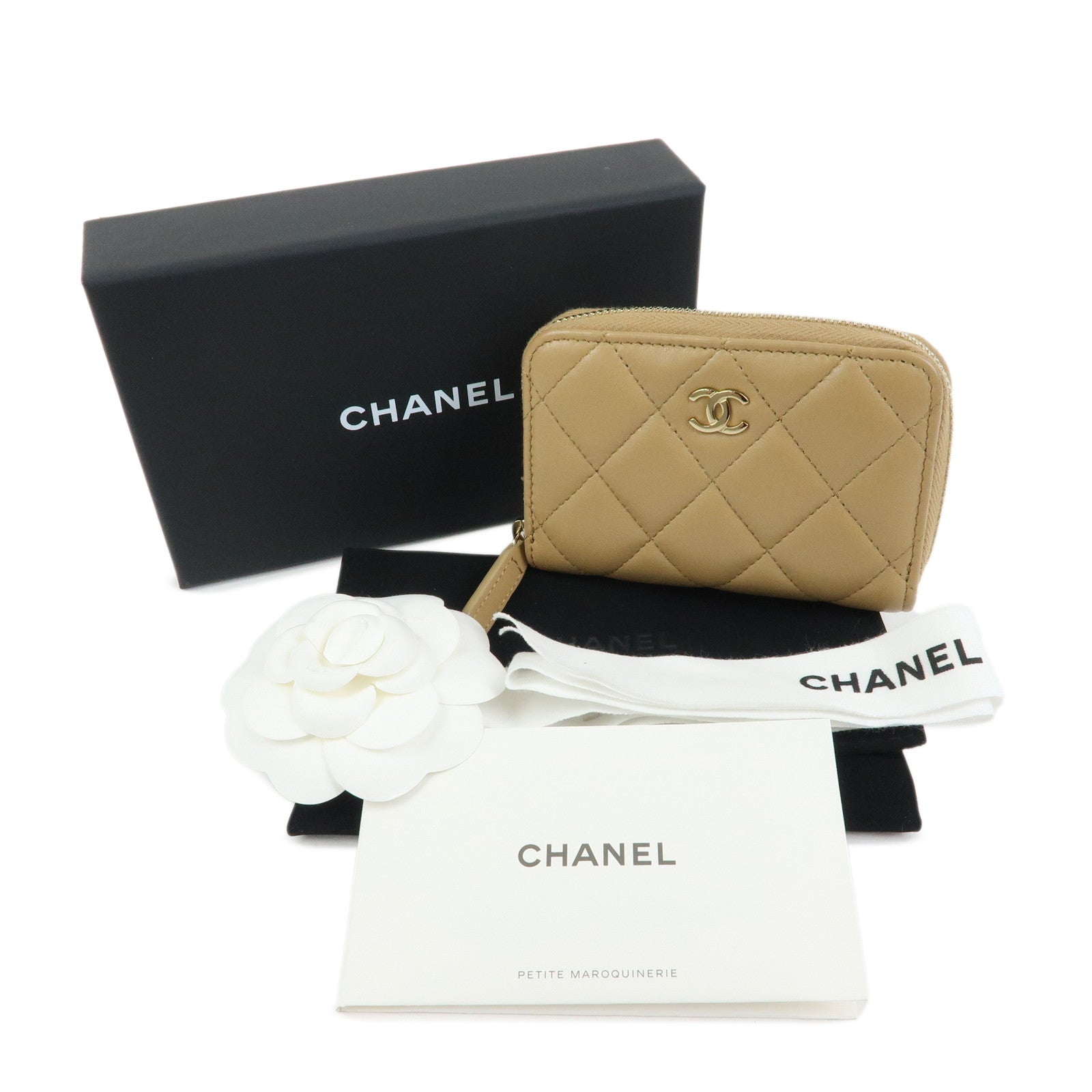 CHANEL COCO Mark Matelasse Lamb Skin Classic Zippy Coin Case AP0216
