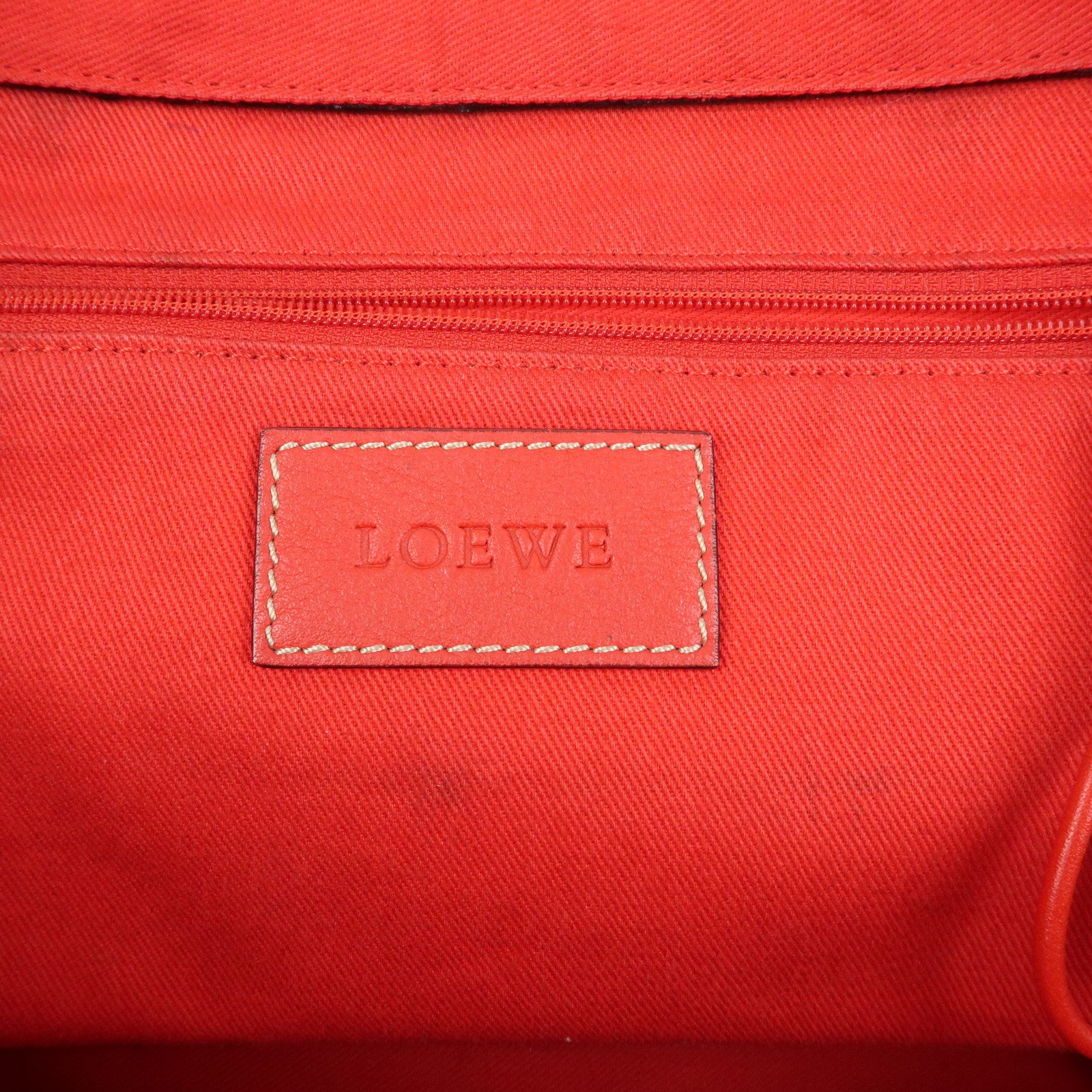 LOEWE Anagram Leather Tote Bag Hand Bag Shoulder Bag Red