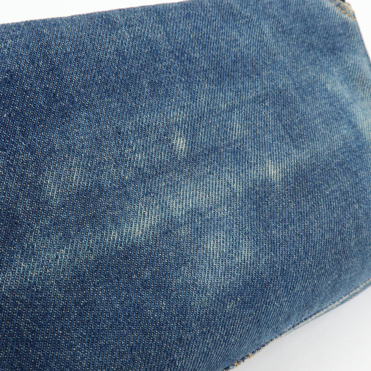 FENDI Mamma Baguette Denim Leather Shoulder Bag Blue 26424