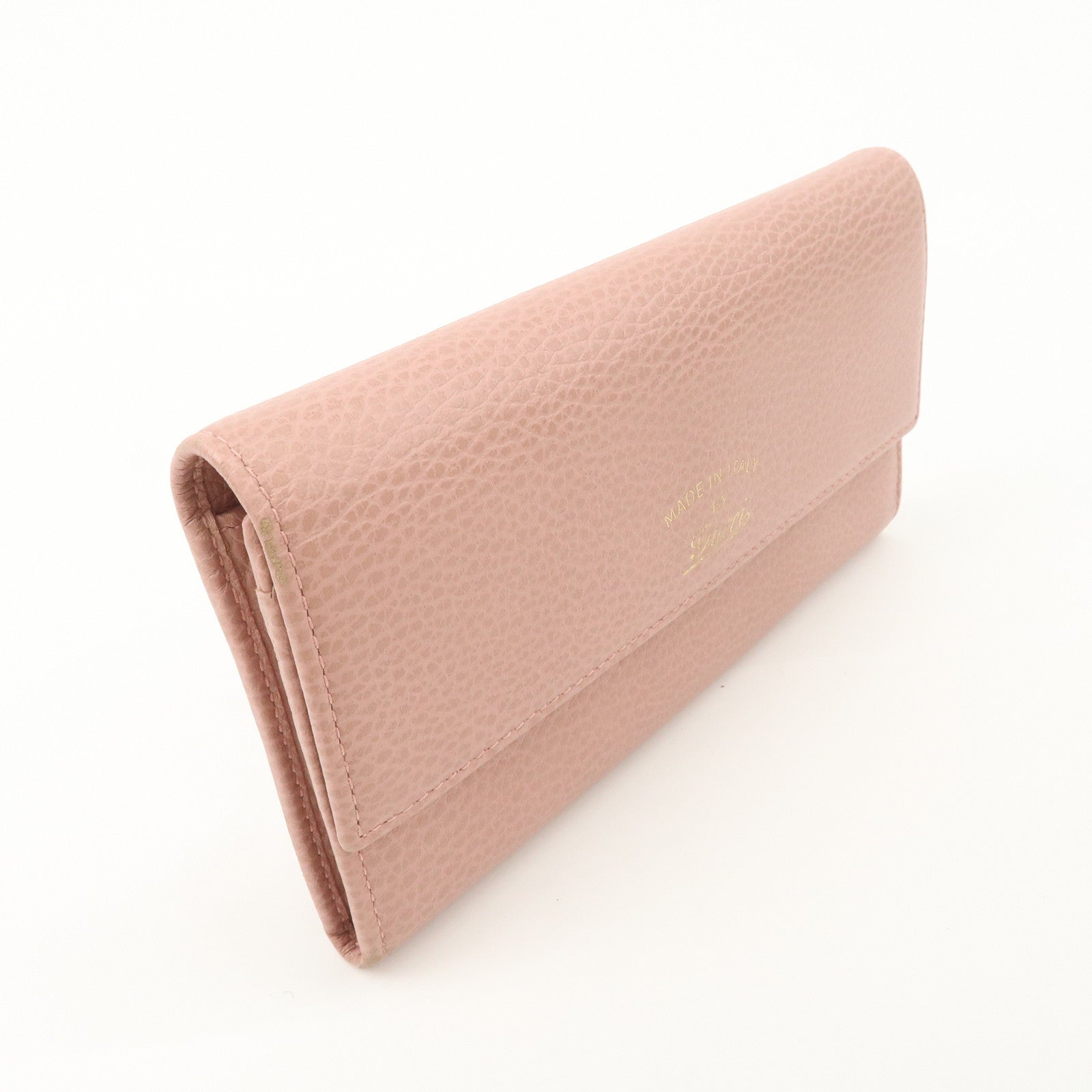 GUCCI Swing Leather Continental Wallet Long Wallet Pink 376186 Used