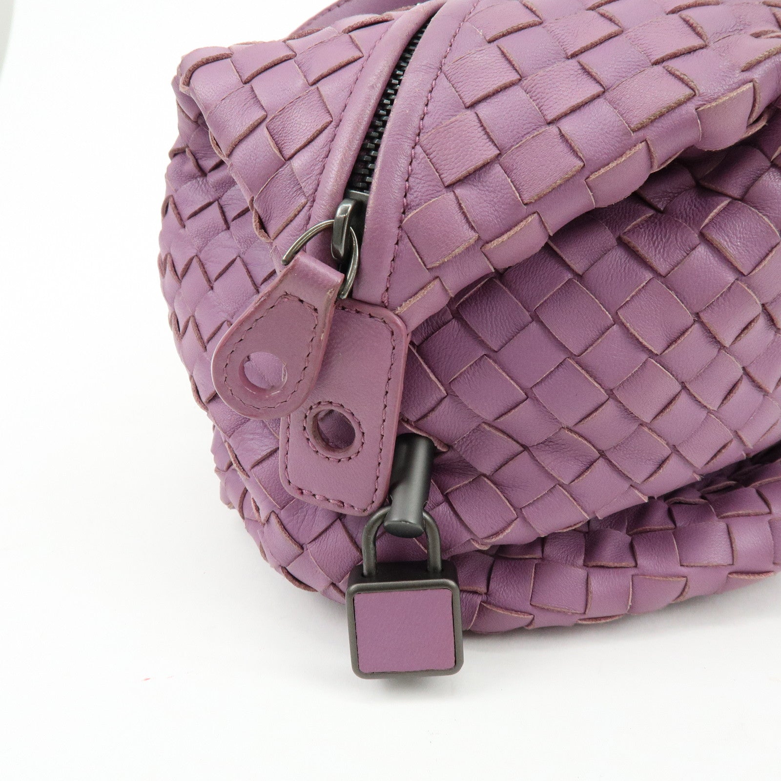 BOTTEGA VENETA Intrecciato Leather Shoulder Bag Hand Bag Purple