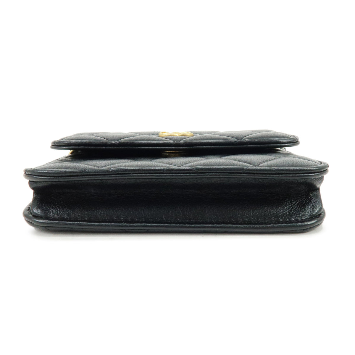 CHANEL Matelasse Lamb Skin Mini Chain Shoulder Bag Black