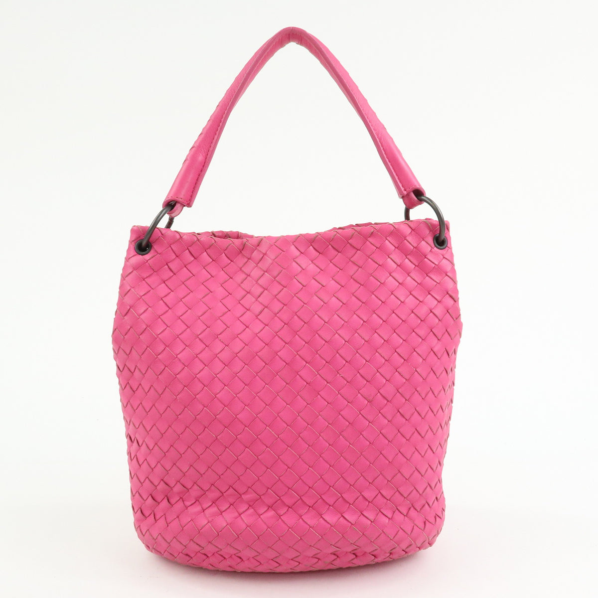 BOTTEGA VENETA Intrecciato Leather Bucket Shoulder Bag Pink