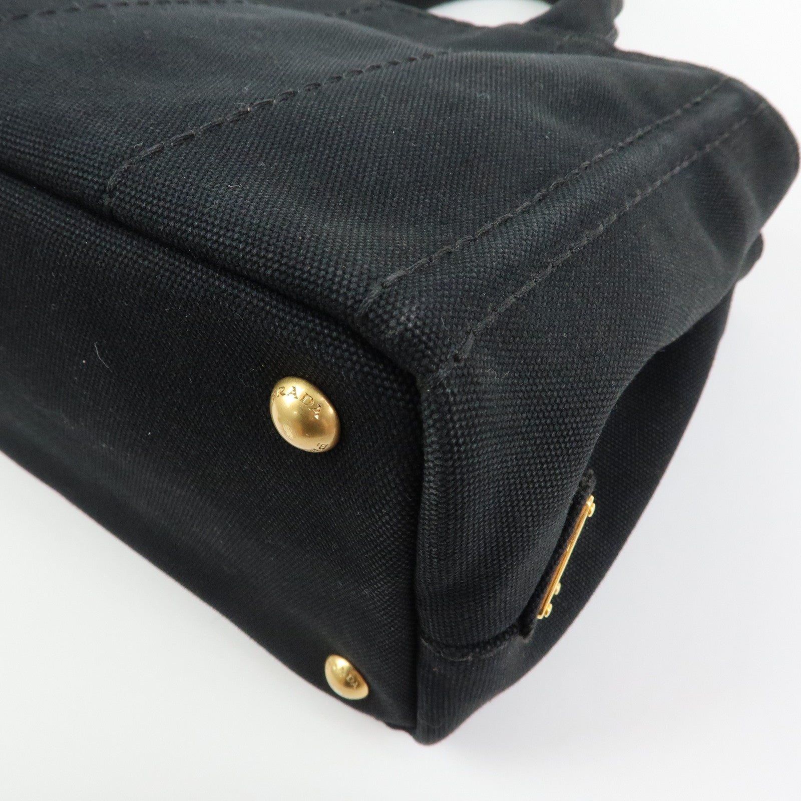 PRADA Canapa Triangle Logo Mini Canvas 2Way Hand Bag Black 1BG439