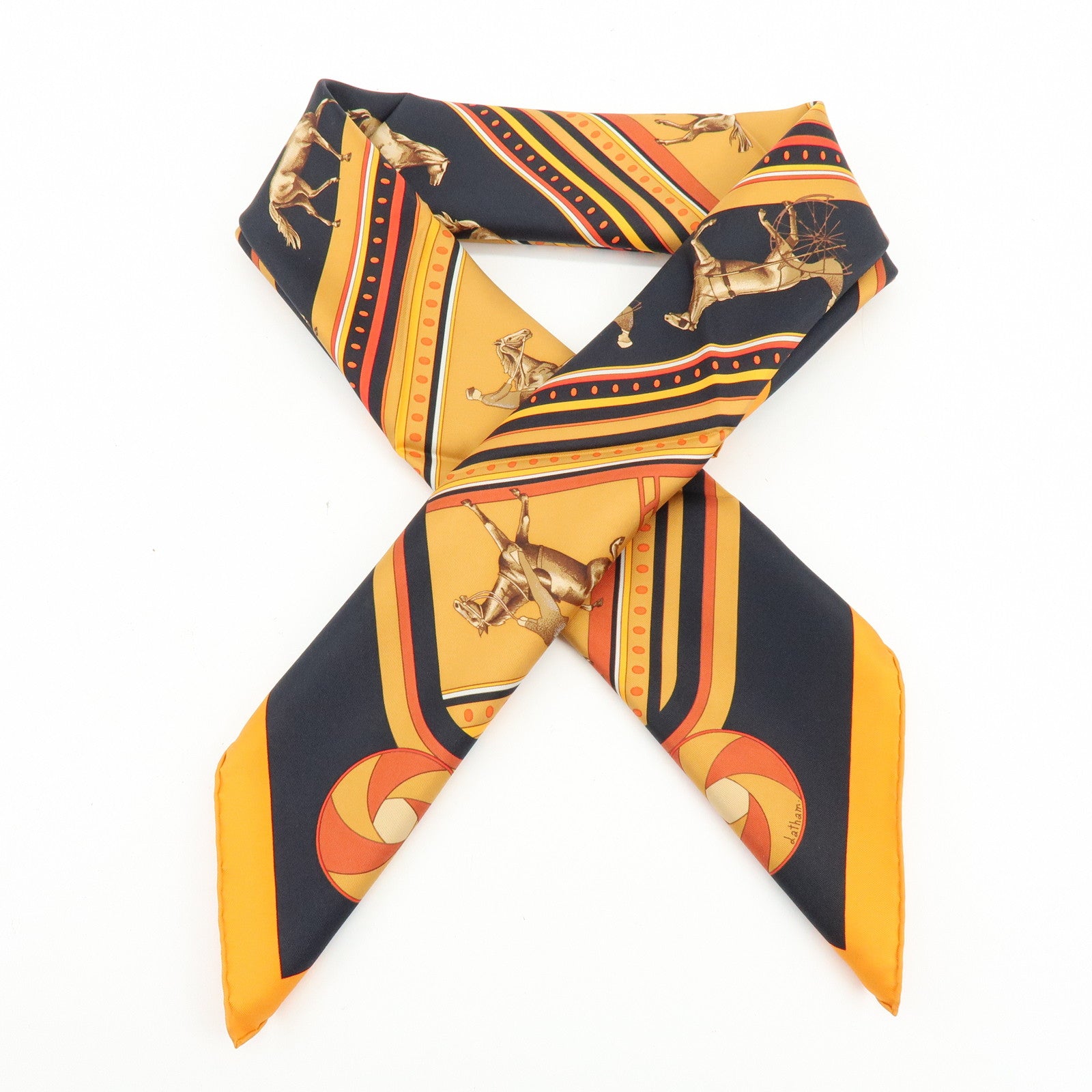 HERMES Carre 90 Silk 100% Scarf SEQUENCES Orange Black