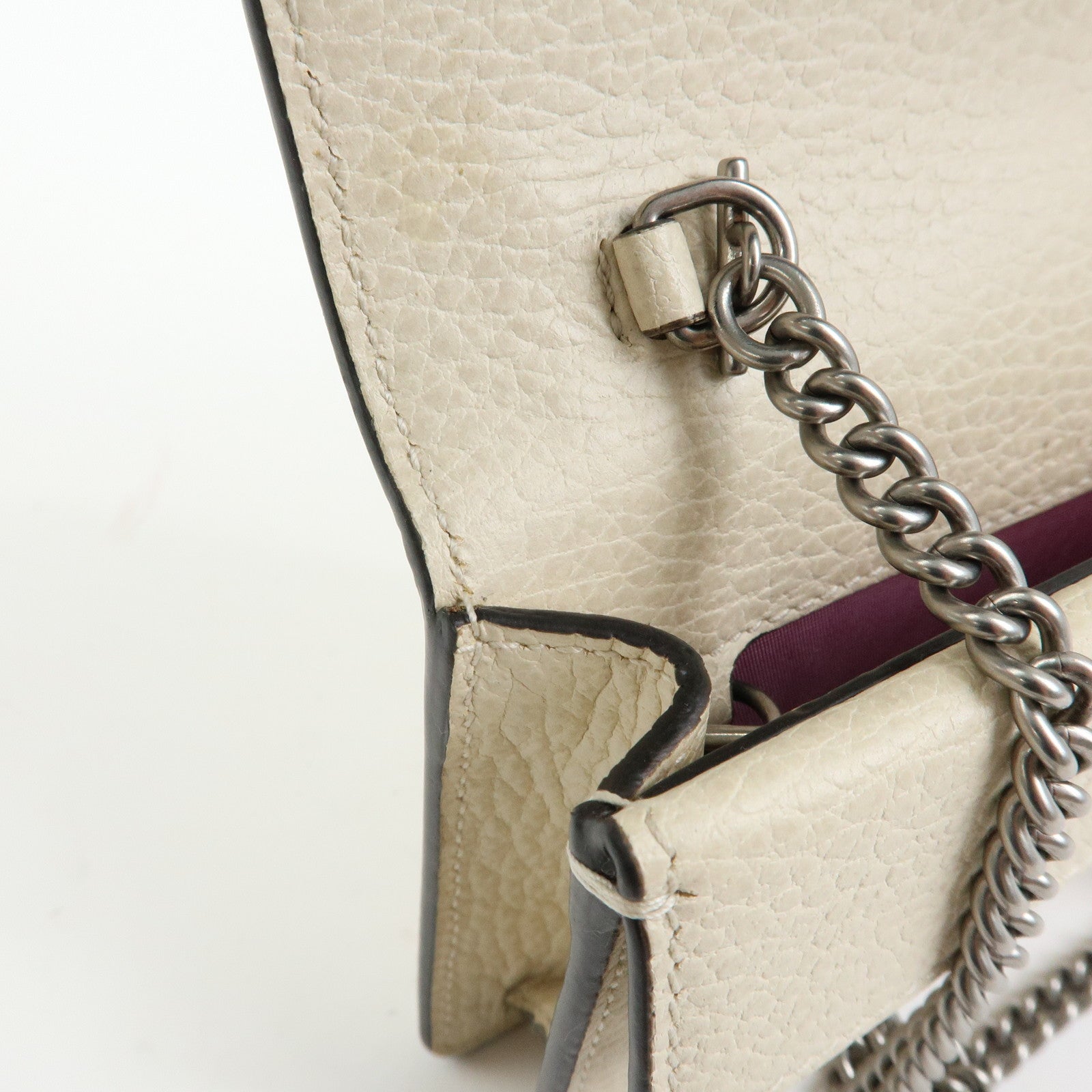 GUCCI Dionysus Super Mini Bag Leather Chain Shoulder Bag White 476432