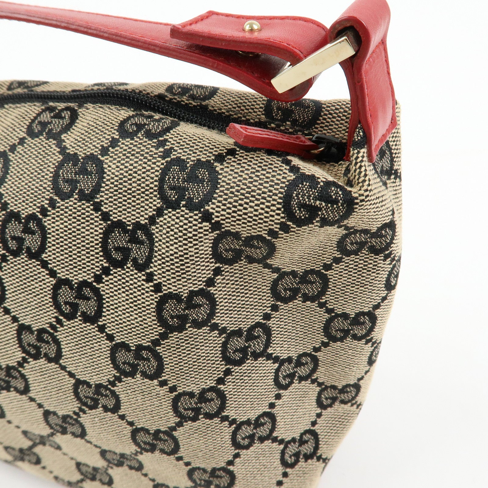 GUCCI GG Canvas Leather Vanity Accessory Pochette Mini Pouch 0391147