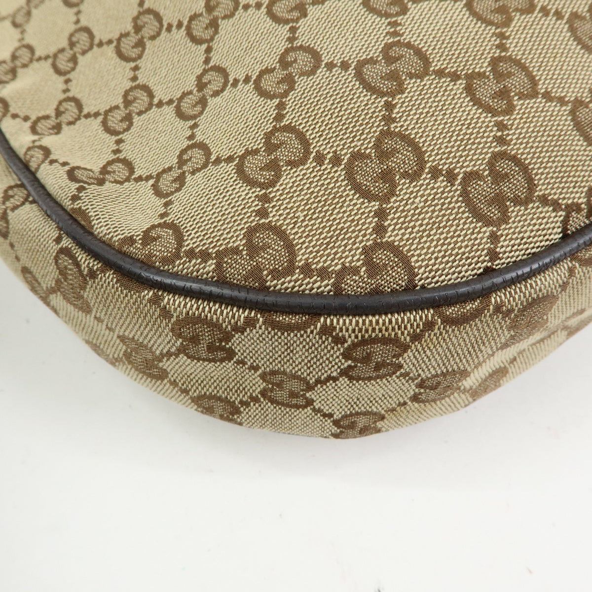 GUCCI GG Canvas Leather Shoulder Bag Crossbody Bag Beige Brown 122790