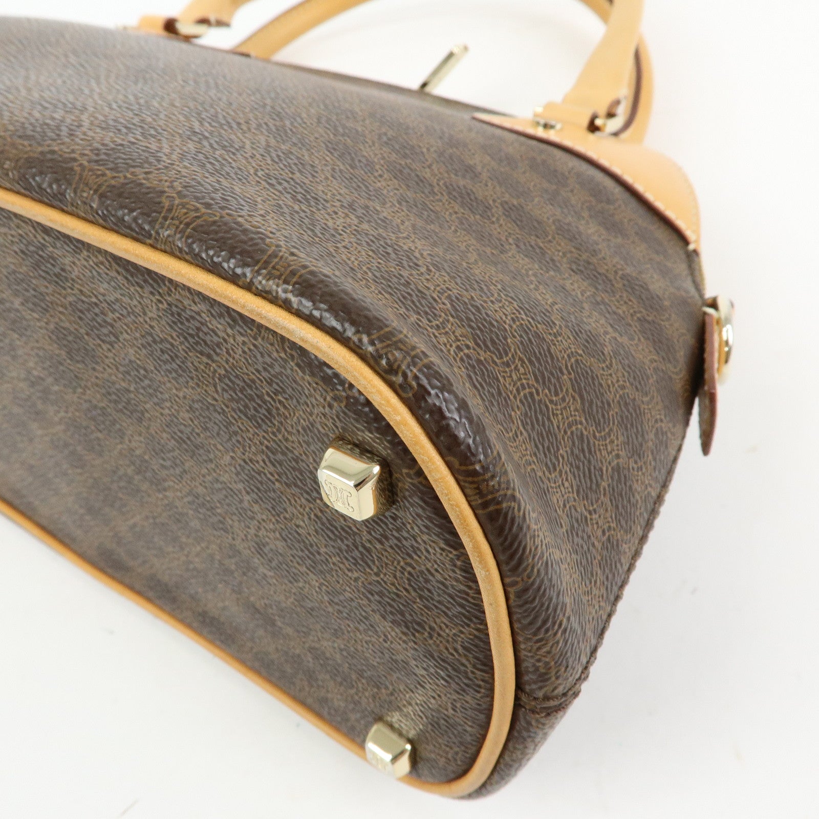 CELINE Macadam PVC Leather 2Way Bag Hand Bag Brown