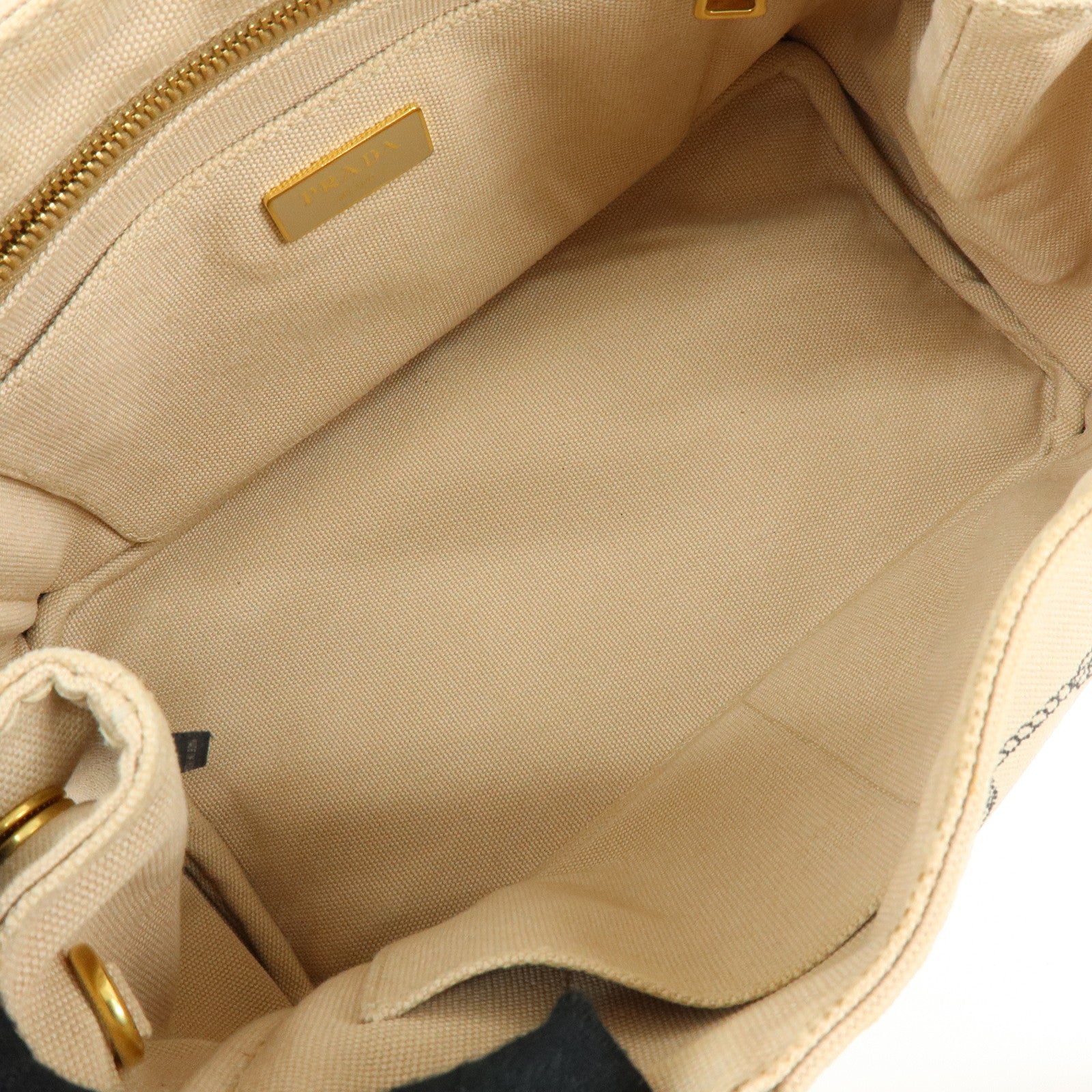 PRADA Triangle Logo Canapa Mini Canvas 2Way Bag Hand Bag Beige 1BG439
