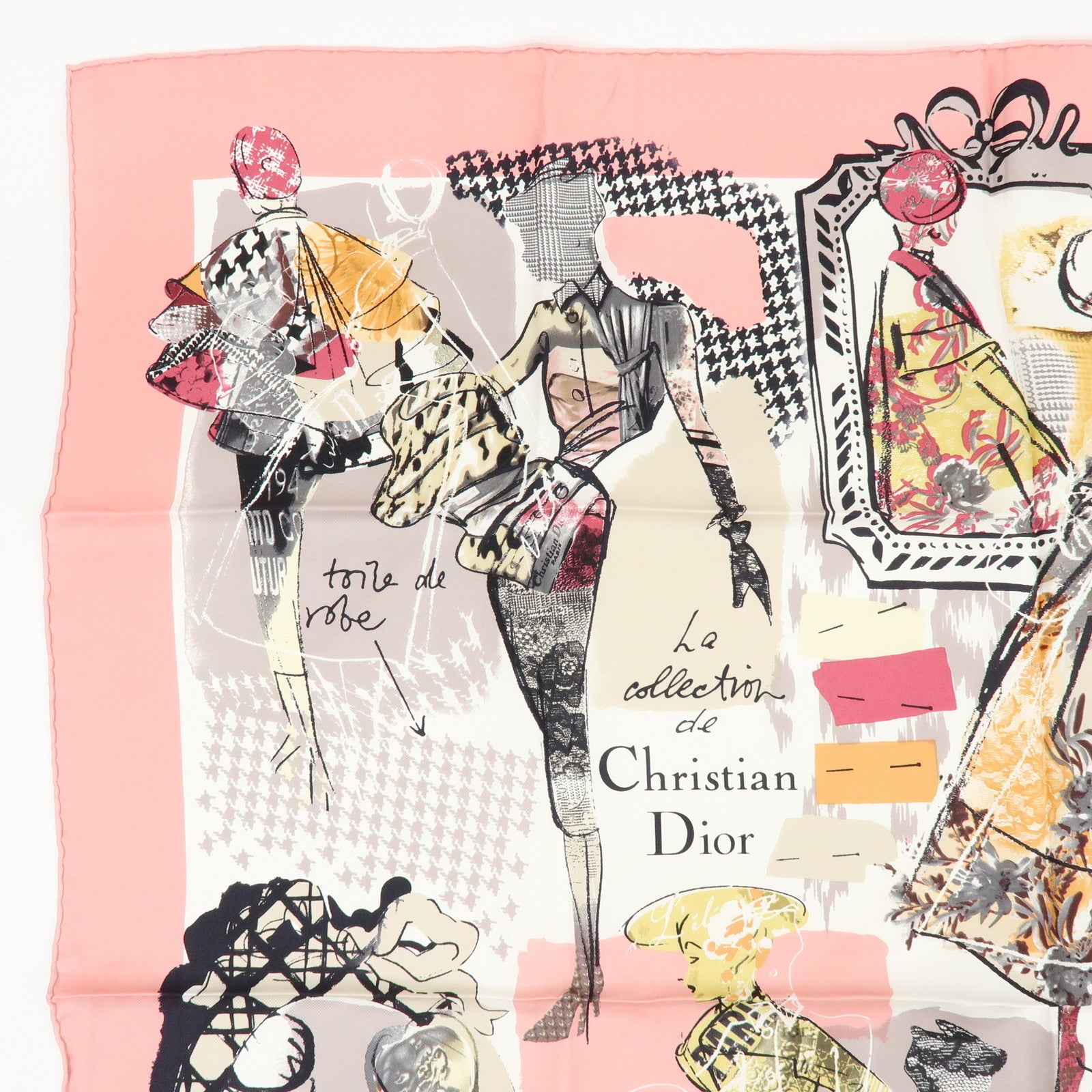 Christian Dior Silk 100% Scarf Shawl Ladies Print Pink