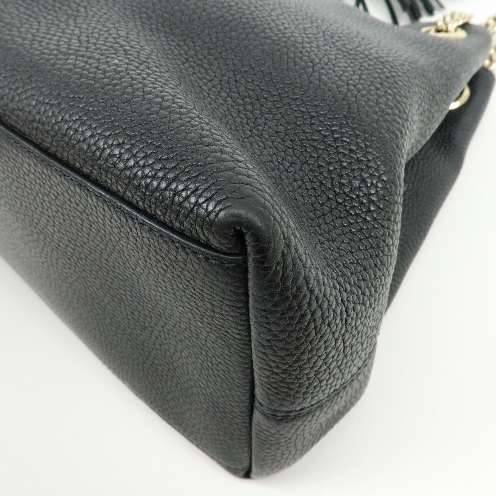 GUCCI SOHO Interlocking G Leather Chain Shoulder Bag Black 536196