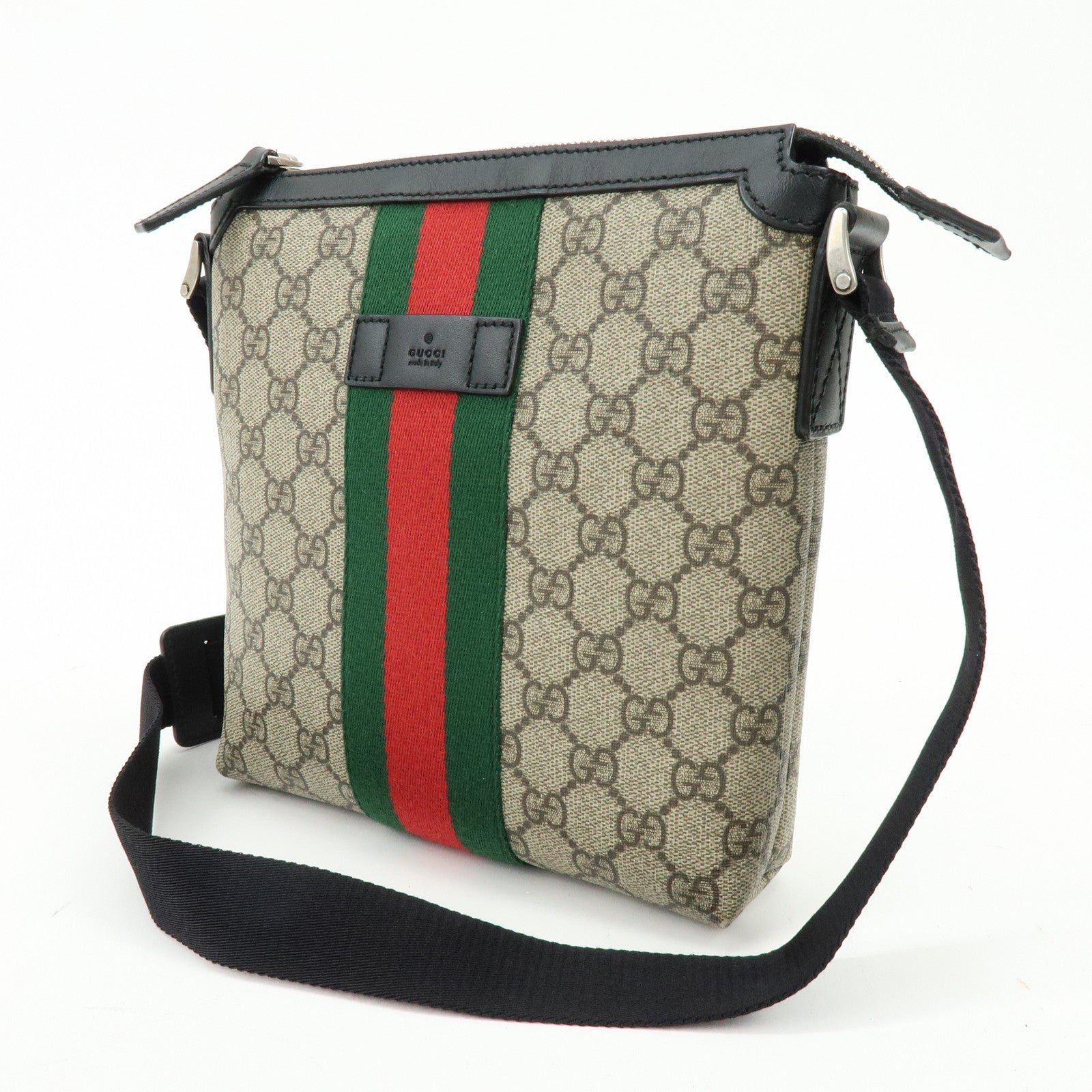 GUCCI Sherry GG Supreme Leather Shoulder Crossbody Bag Beige 471454