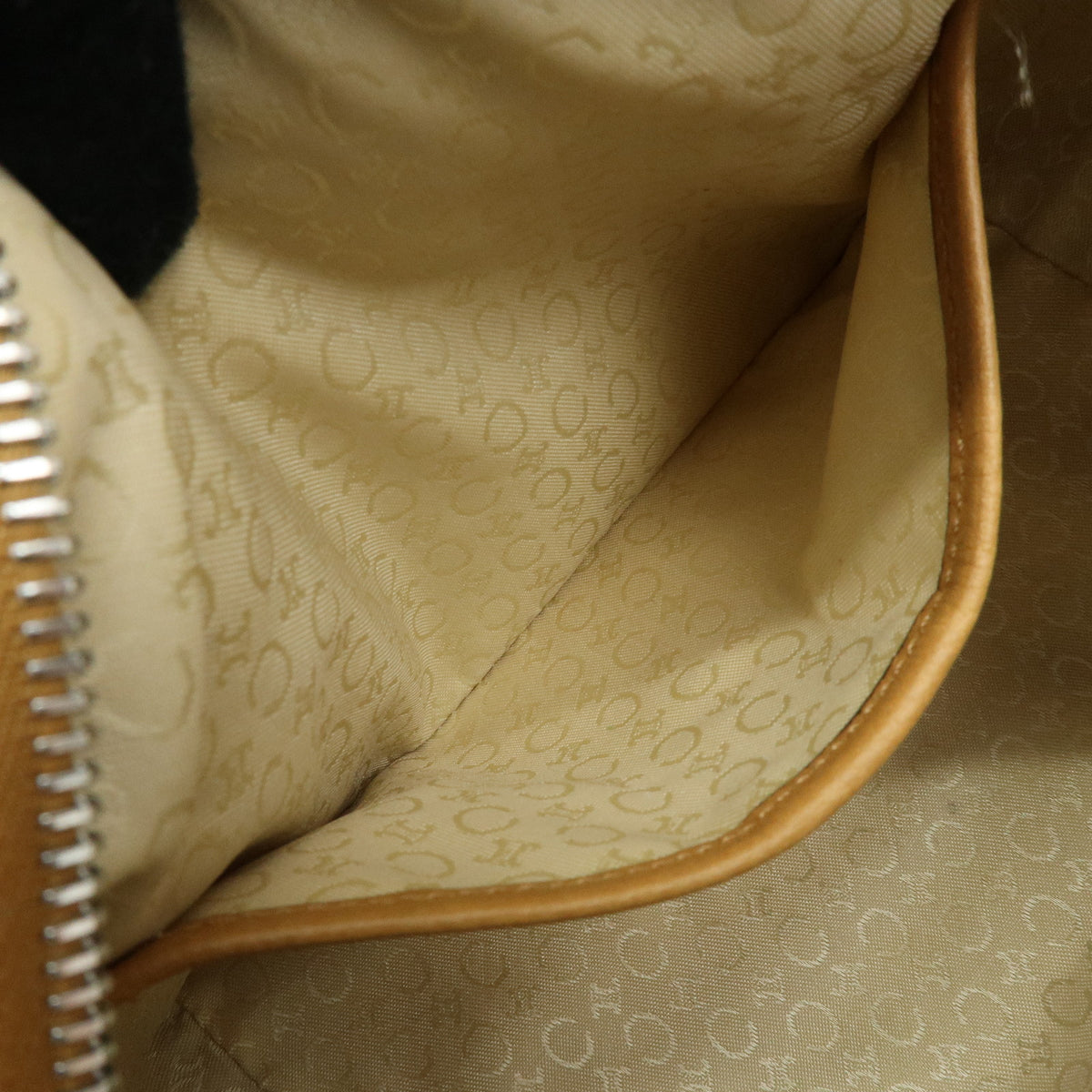 CELINE Logo Leather Shoulder Bag Hand Bag Camel