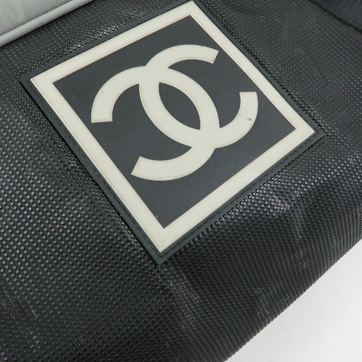 CHANEL Sport Line Nylon Canvas Boston Bag Black Emerald Green