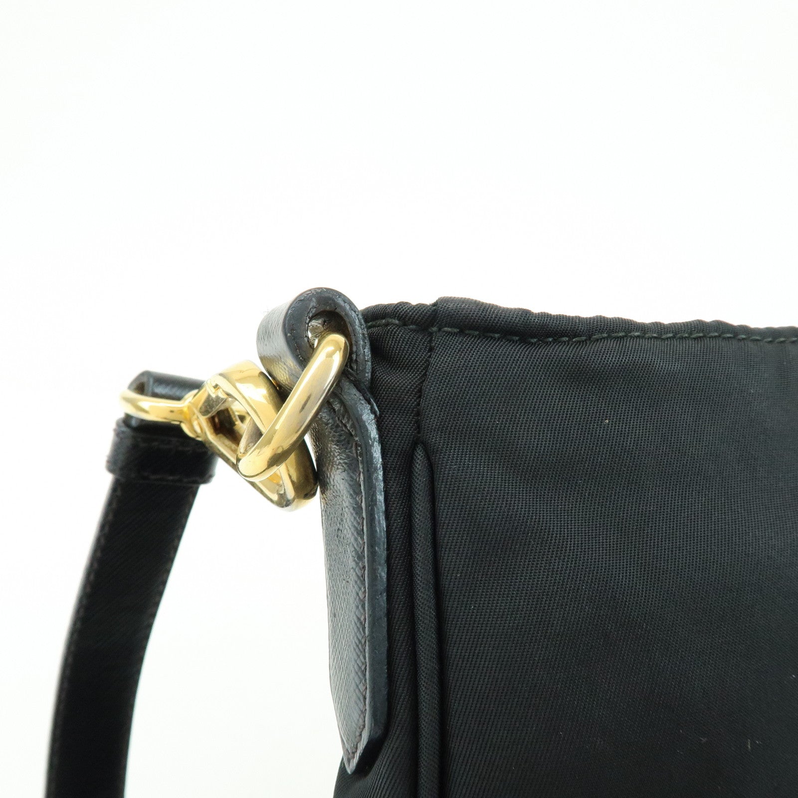 PRADA Nylon Saffiano Leather Shoulder Bag Crossbody Bag Black