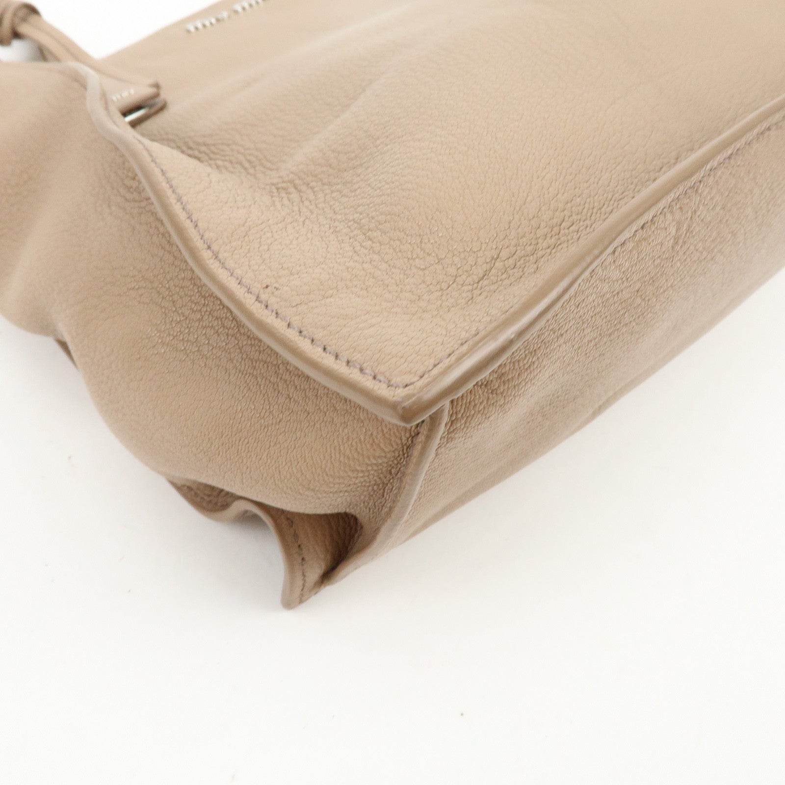 MIU MIU Madras Leather Tote Bag Shoulder Bag Beige RR2012