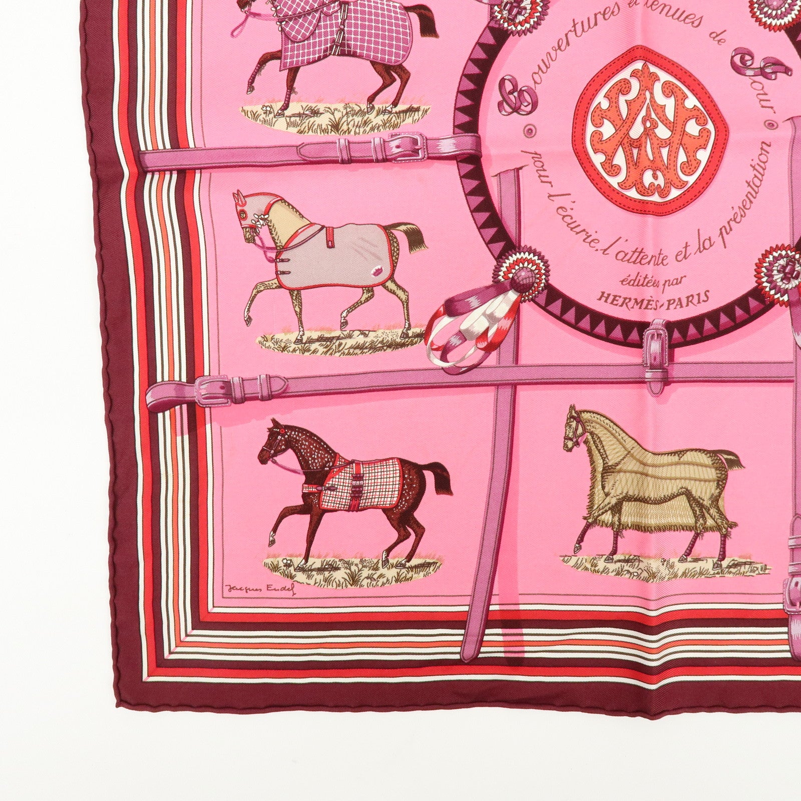 HERMES Carre 42 Lot of 2 Silk 100% Scarf Pink Boudeaux Light Blue