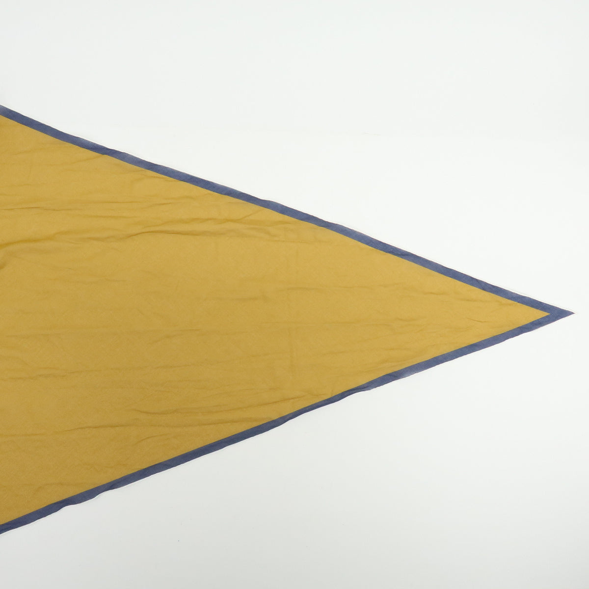 HERMES Cotton 100% Pointu Scarf Mustard Navy White