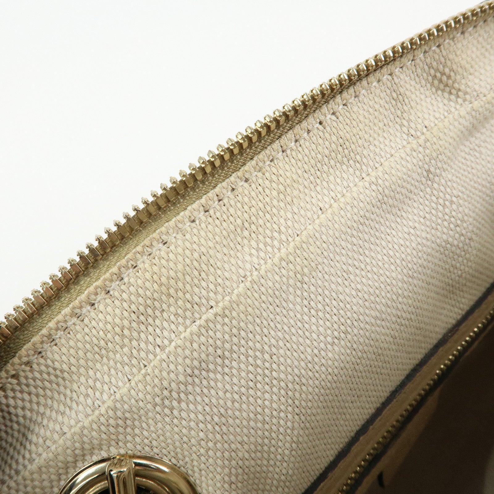 GUCCI SOHO Interlocking G Leather Shoulder Bag Beige 308983