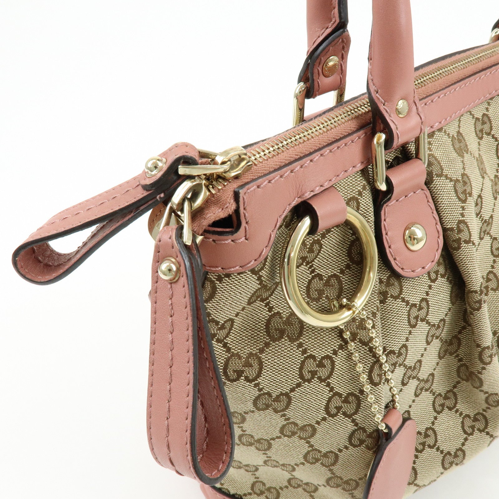 GUCCI Sukey GG Canvas Leather 2Way Shoulder Bag Pink 247902