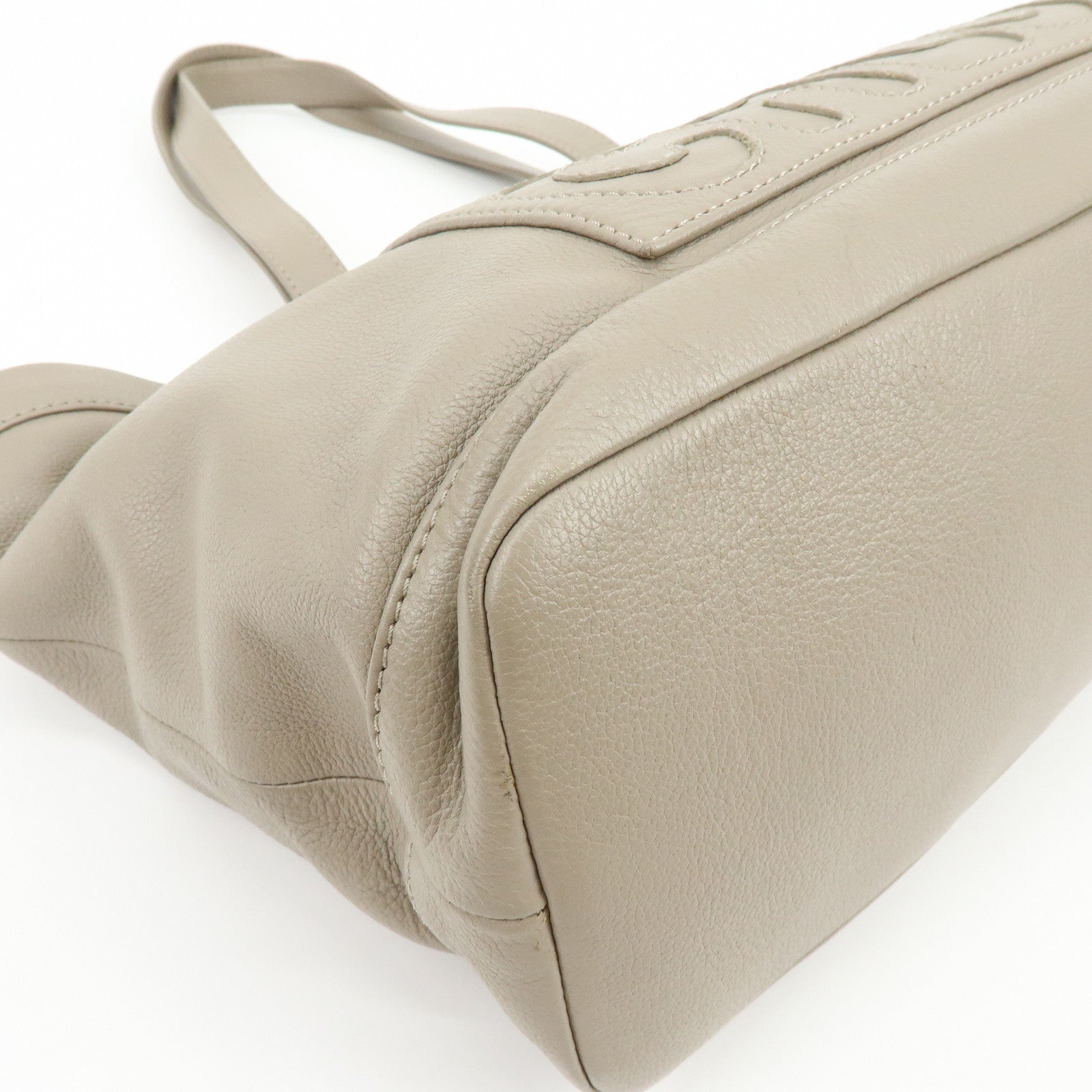 Chloe See By Chloe Leather Tote Bag Hand Bag Shoulder Bag Greige