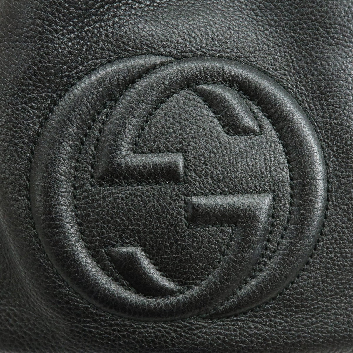 GUCCI SOHO Interlocking G Leather 2Way Bag Hand Bag Black 336751