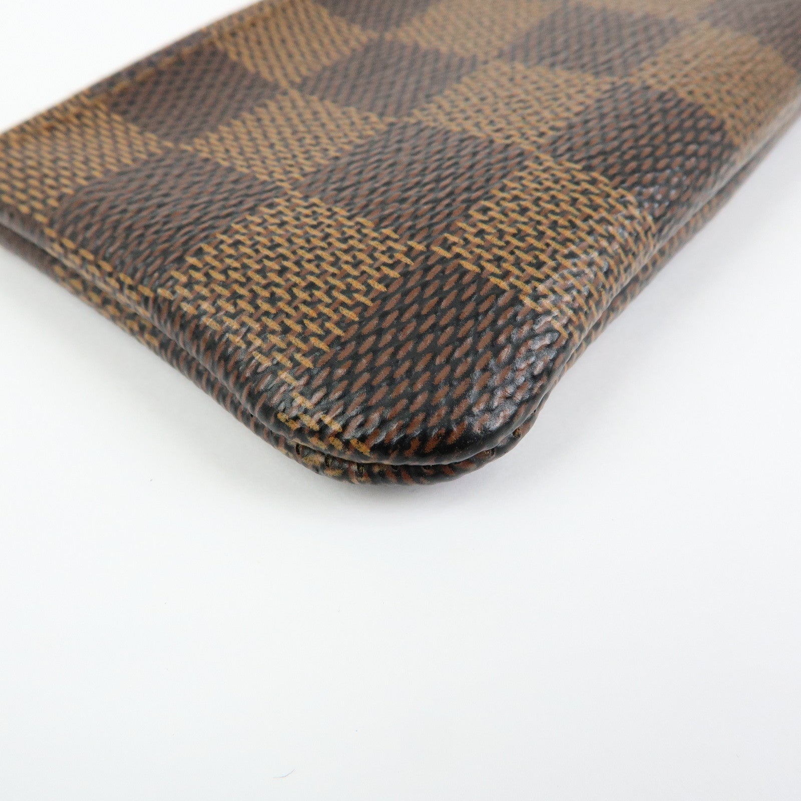 Louis Vuitton Damier Canvas Pochette Cles Coin Case Brown Ebene N62658