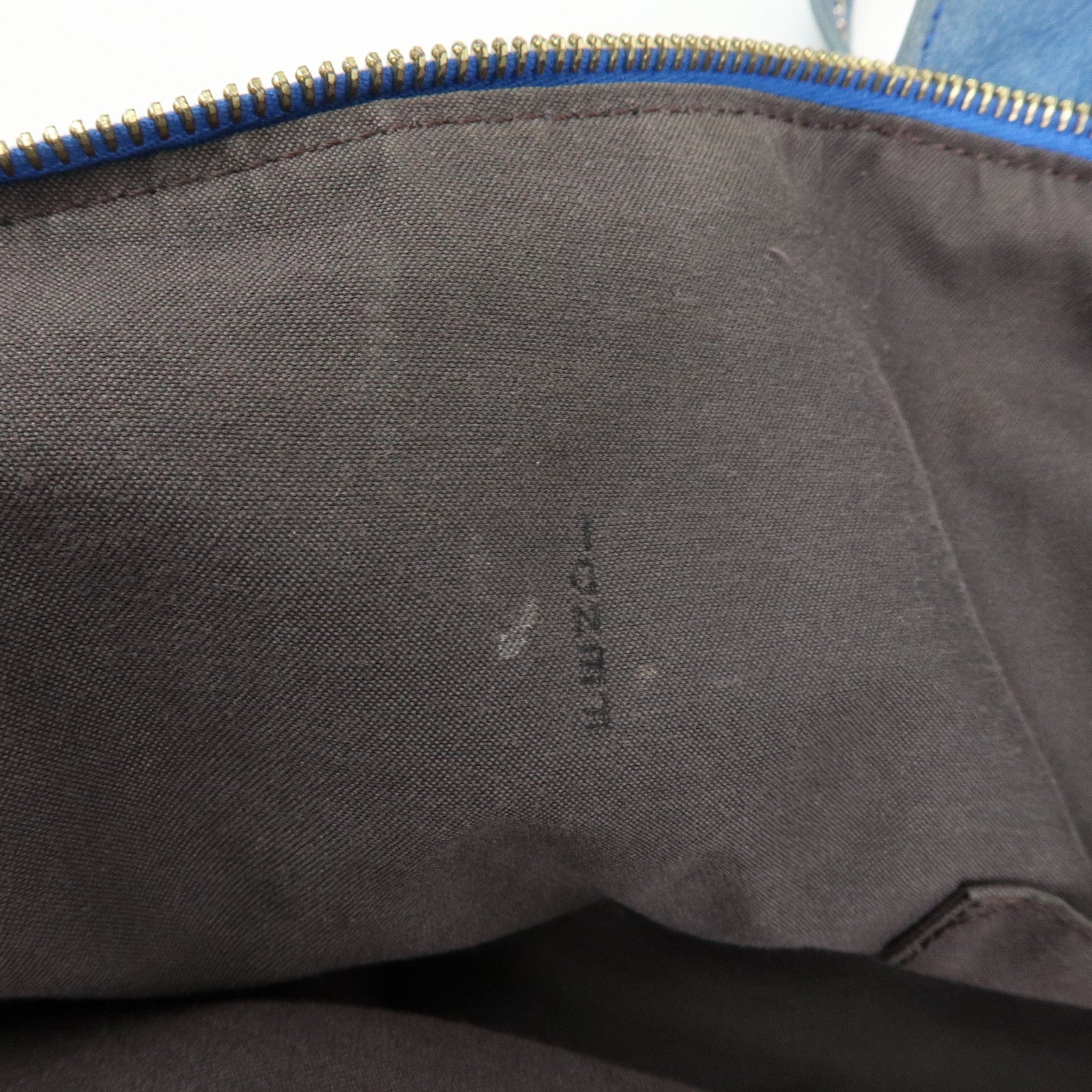 FENDI Lampo Leather Tote Bag Shoulder Bag Blue 8BR636