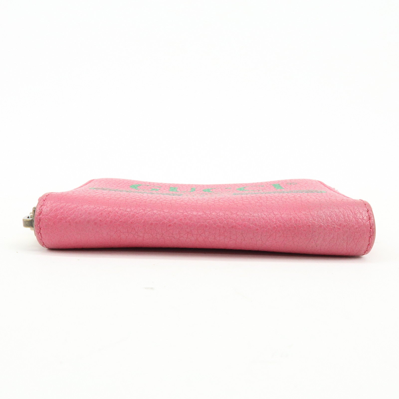 GUCCI Interlocking G Sherry Leather Round Zipper Coin Case Pink 496319