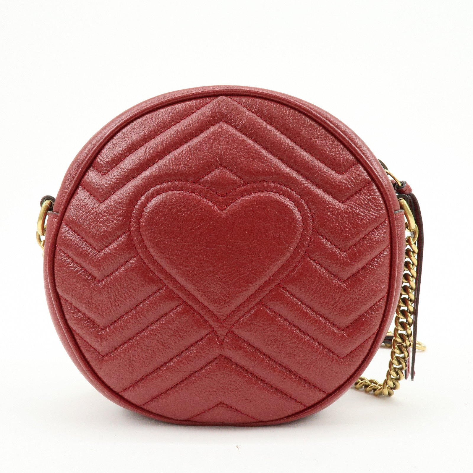 GUCCI GG Marmont Chevron Leather Chain Shoulder Bag Heart 550154