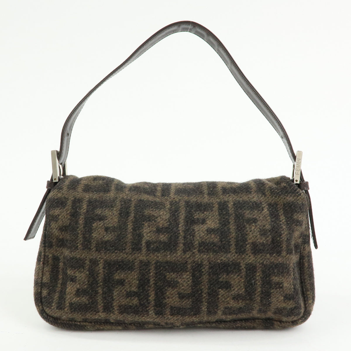 FENDI Zucca Mamma Baguette Wool Leather Shoulder Bag Hand Bag 26424