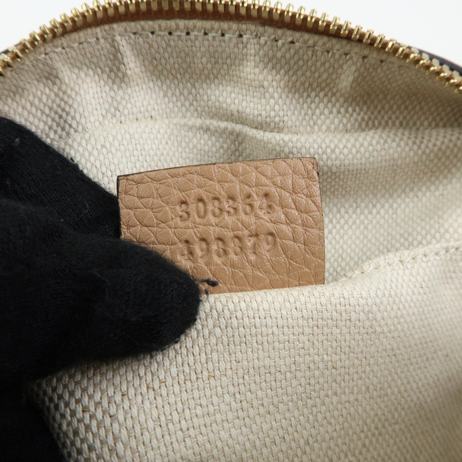 GUCCI SOHO Interlocking G Leather Small Disco Bag Beige 308364