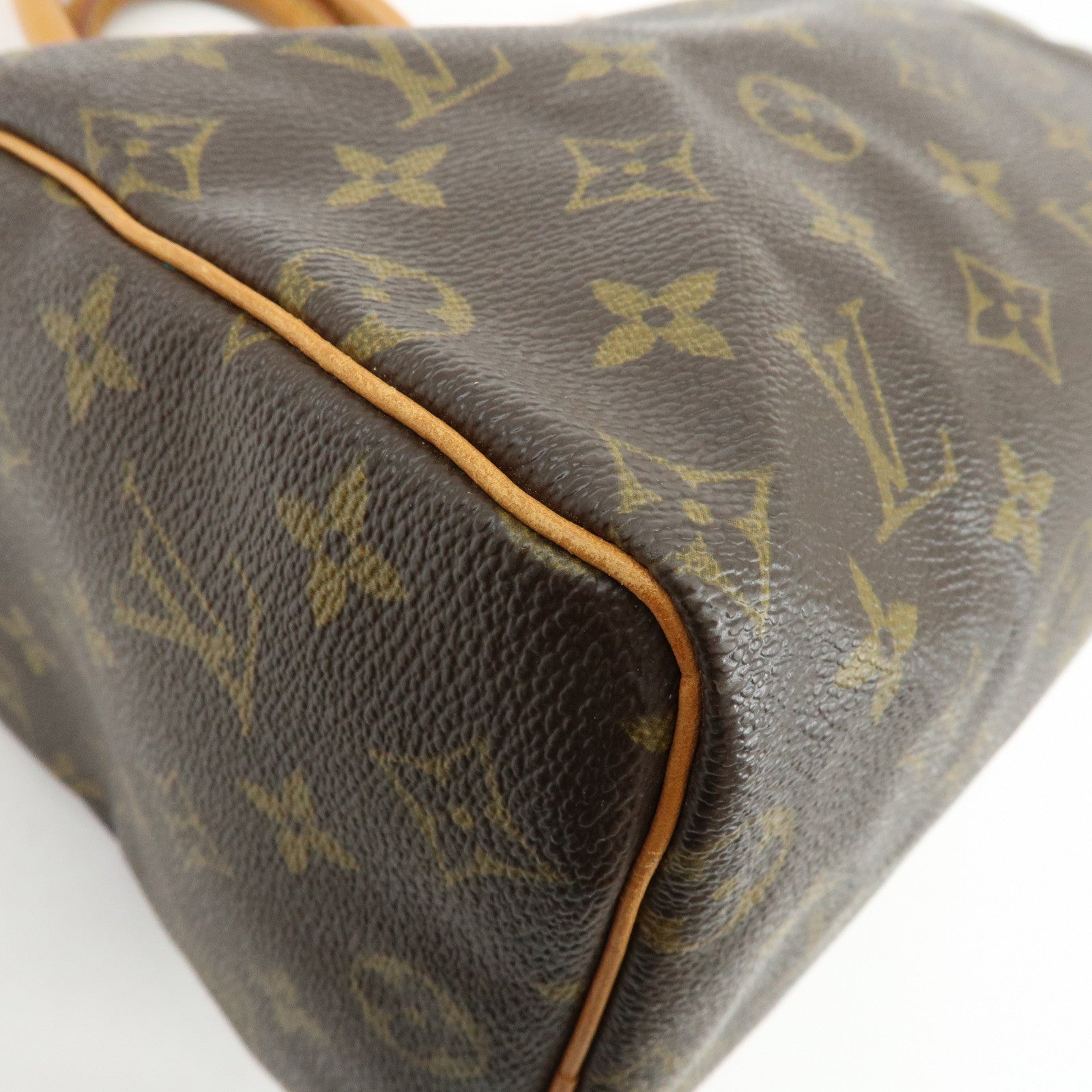 Louis Vuitton Monogram Speedy 25 Canvas Leather Boston Bag Brown M41528