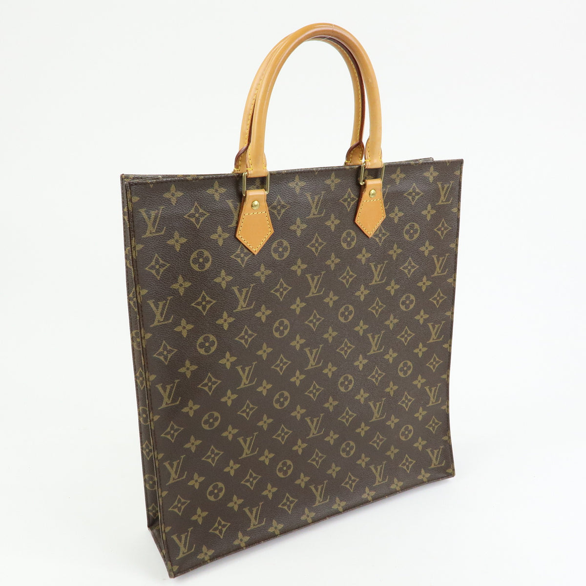 Louis Vuitton Monogram Sac Plat Tote Bag Hand Bag Brown M51140