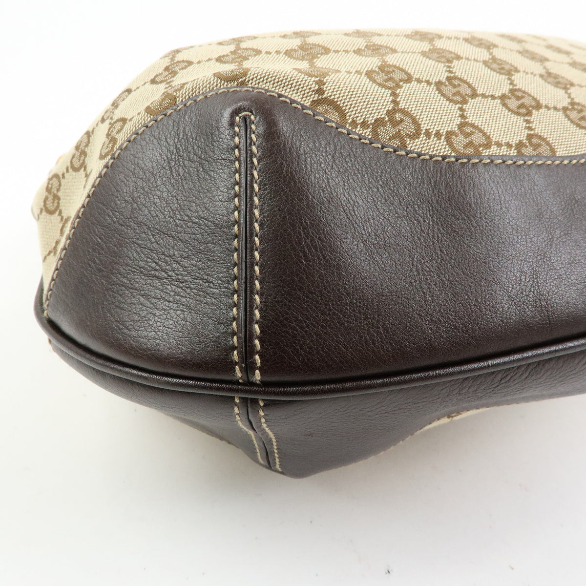 GUCCI Bamboo GG Canvas Leather 2Way Bag Hand Bag Beige Brown 169976