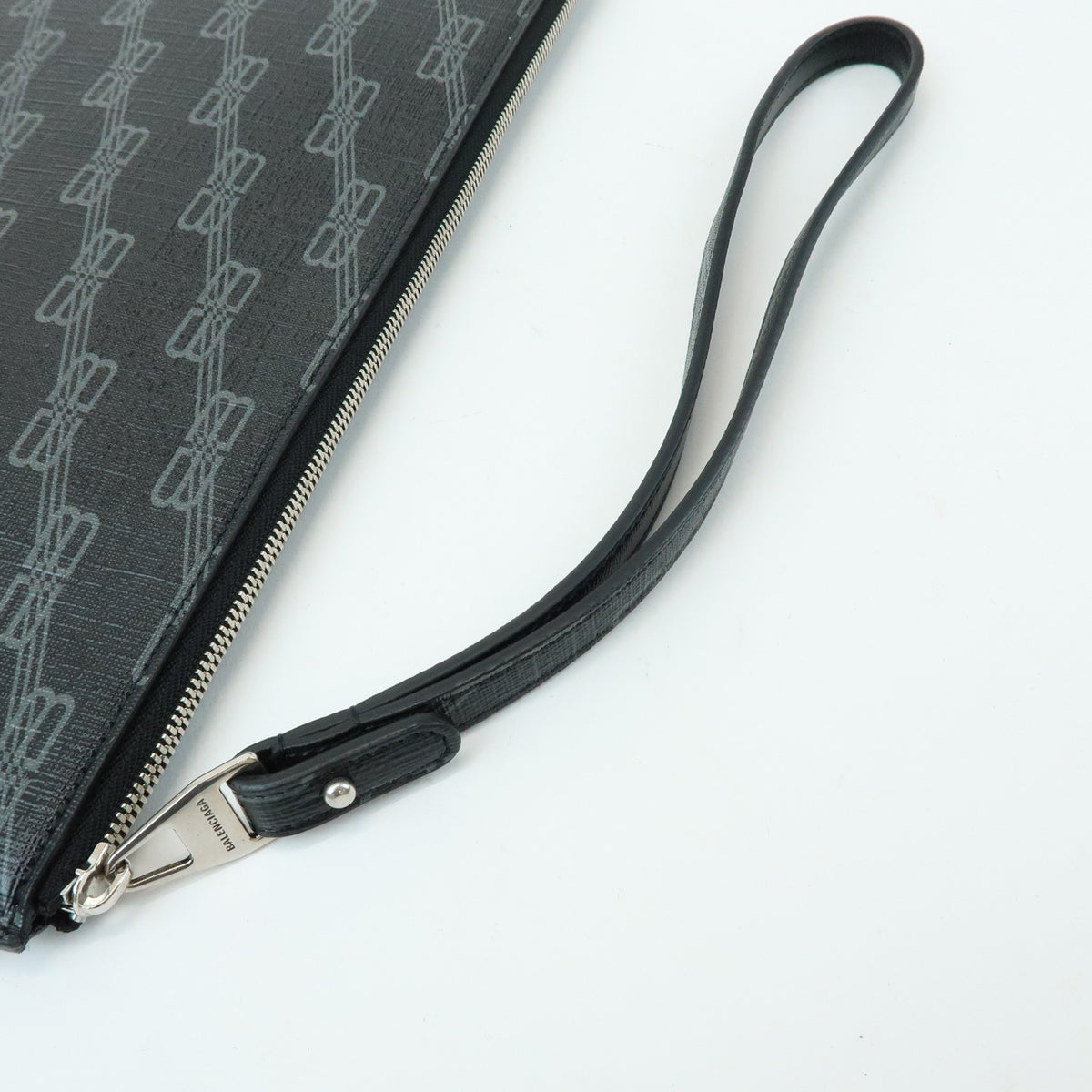BALENCIAGA Signature PVC Leather Clutch Bag Flat Pouch Black 702627