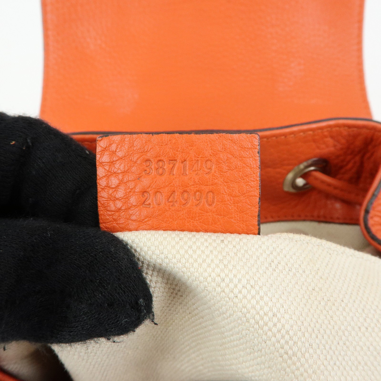GUCCI Bamboo Leather Backpack Rucksack Tassel Strap Orange 387149
