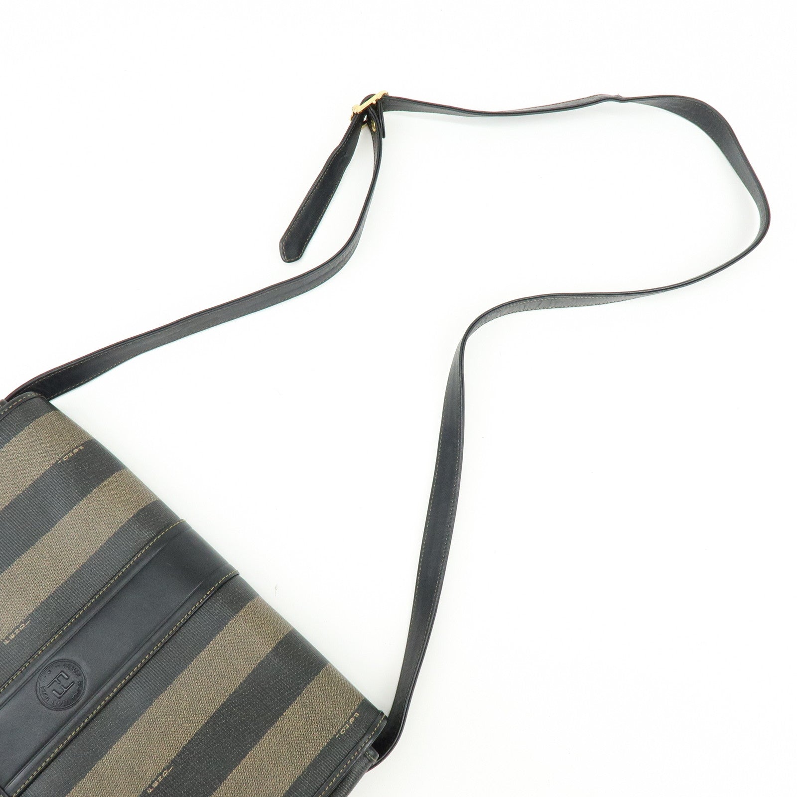 FENDI Pequin PVC Leather Shoulder Bag Messanger Bag Brown 170-80028