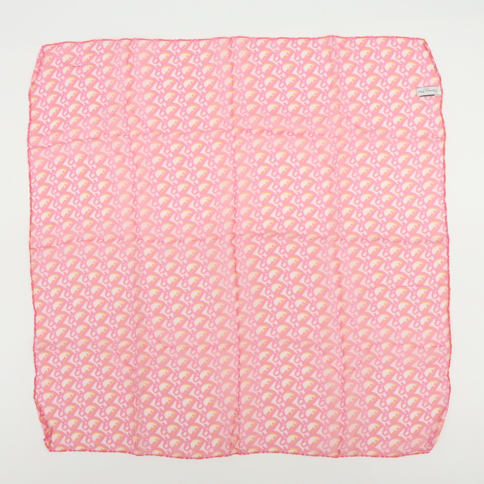 Christian Dior Trotter Silk 100% Scarf Handkerchief Pink