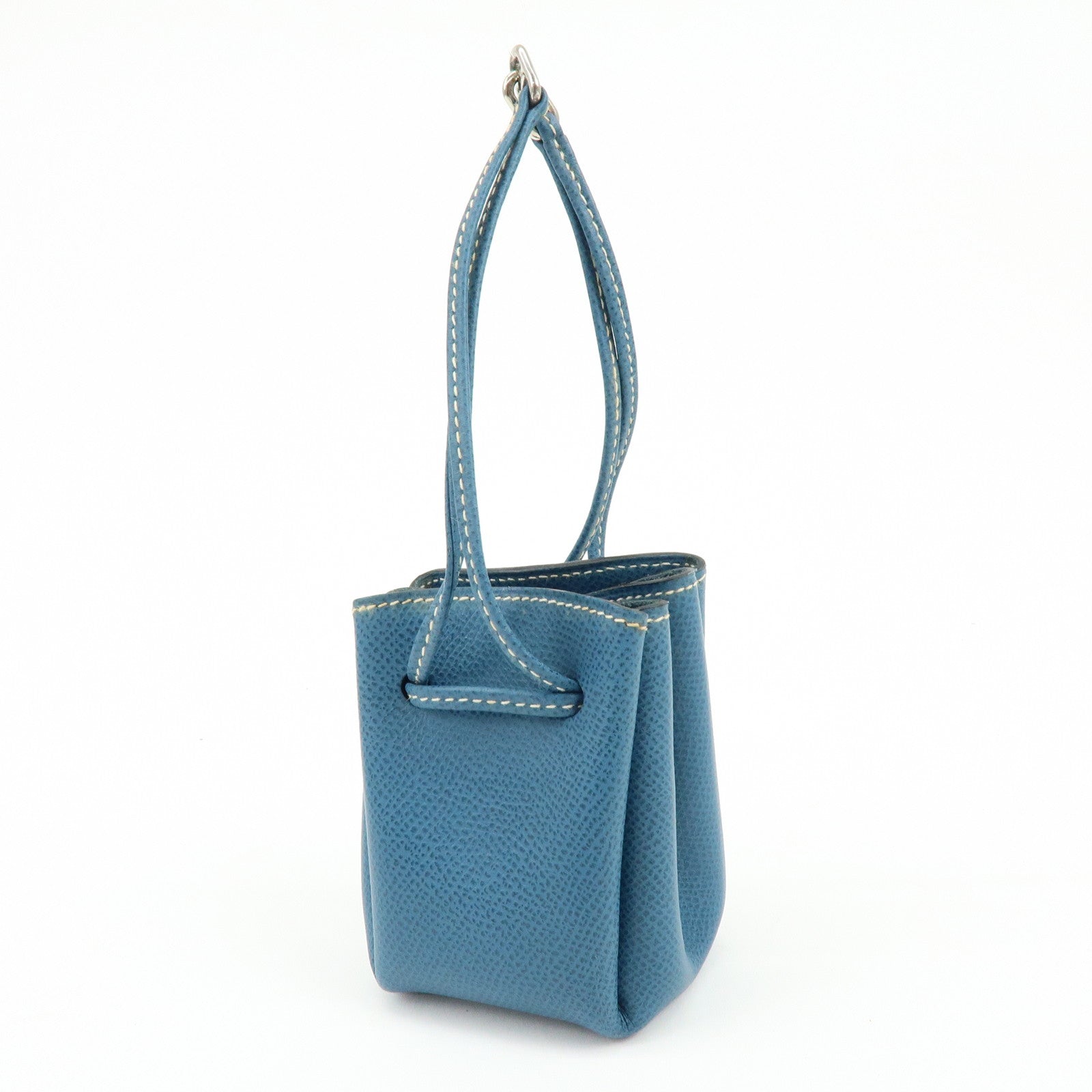 HERMES Courchevel Leather Pouch Blue Jean □G Stamped Blue Jean
