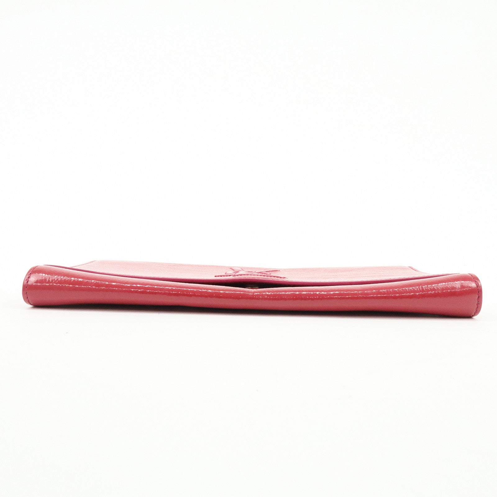 SAINT LAURENT PARIS Cassandra Patent Leather Clutch Bag Pink 203855