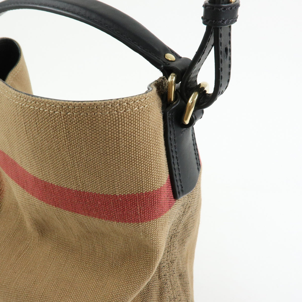 BURBERRY Nova Plaid Ashby Canvas Leather 2Way Bag Shoulder Bag Black