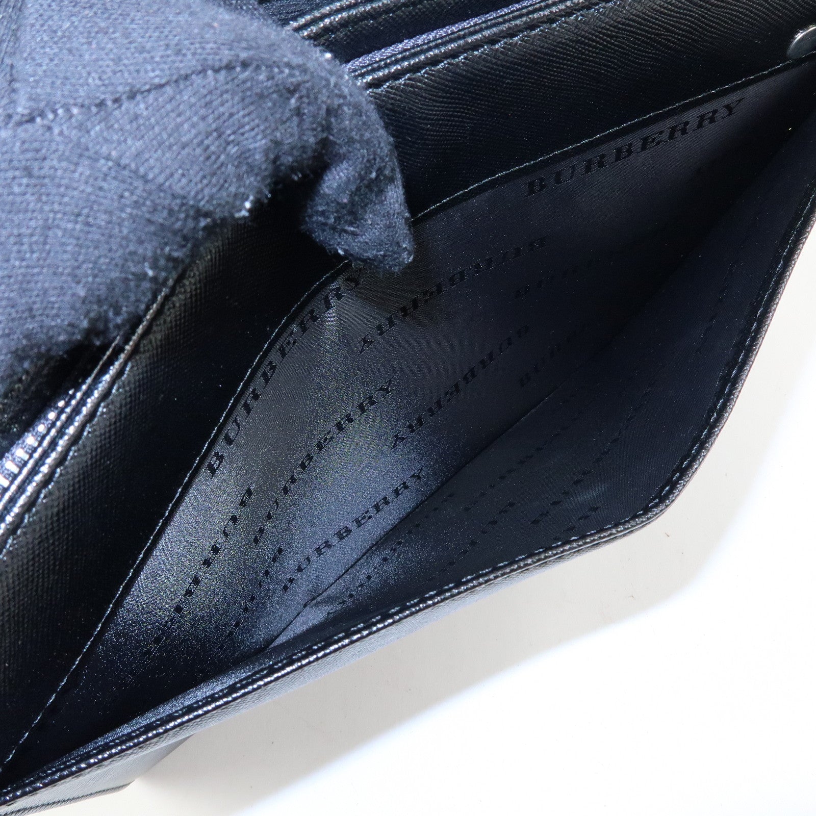 BURBERRY Saffiano Leather Clutch Bag Black