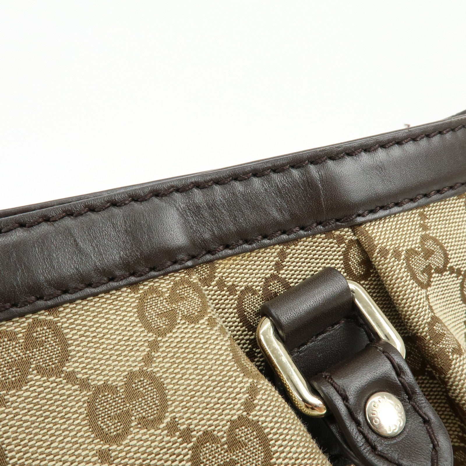 GUCCI Sukey GG Canvas Leather Tote Bag Hand Bag Beige Dark Brown 296835