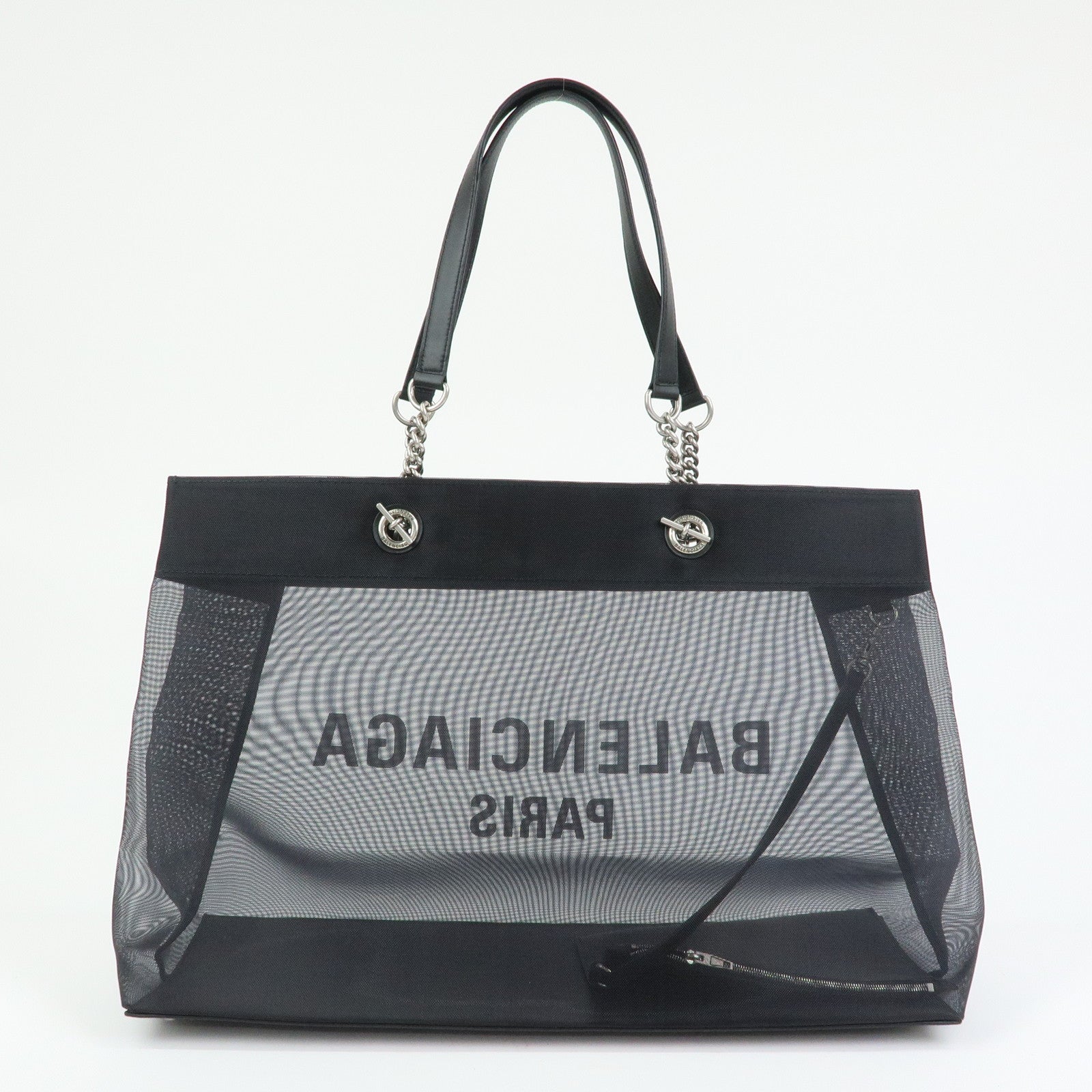 BALENCIAGA Duty Free Mesh Leather Tote Bag Shoulder Bag Black 535269