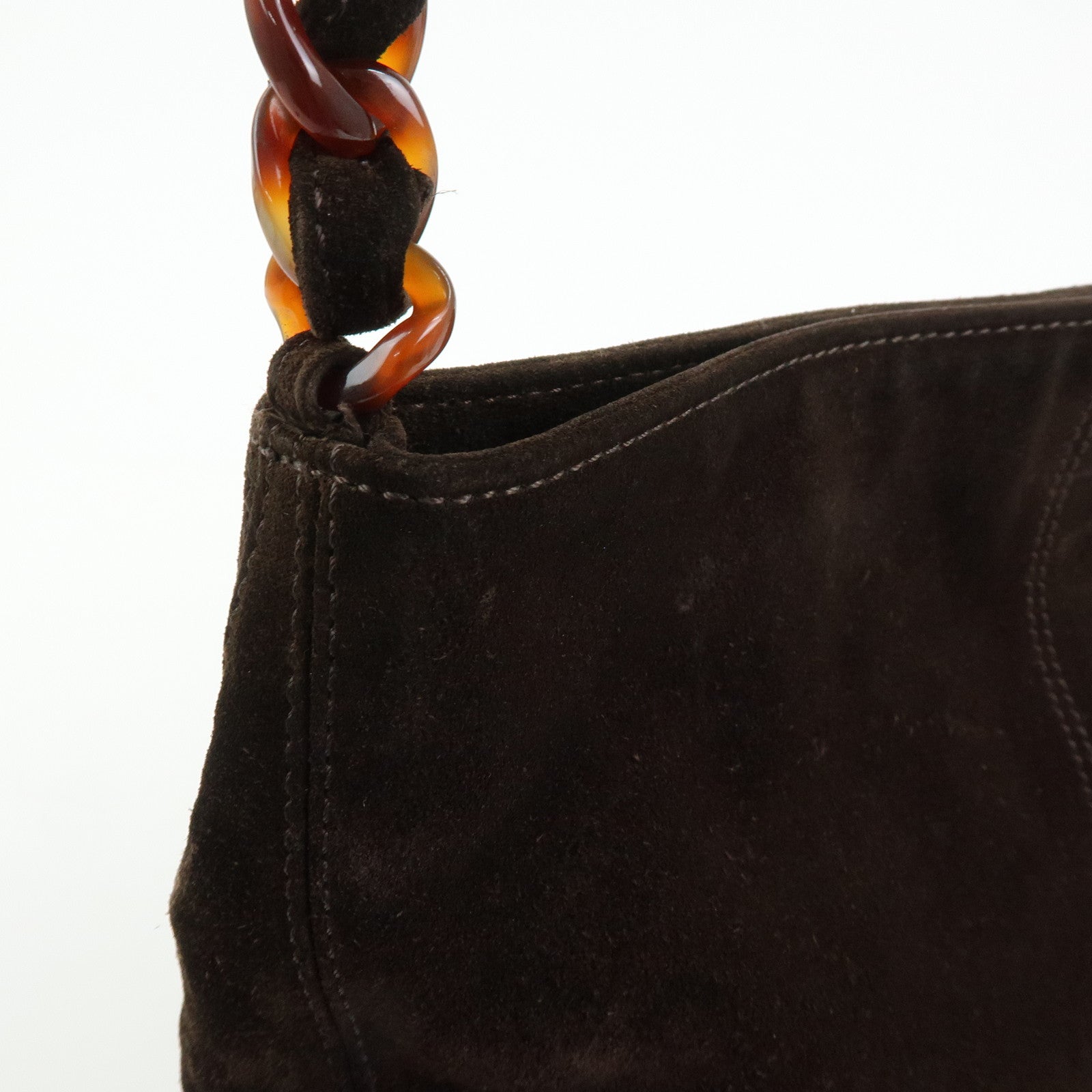 CHANEL COCO Mark Suede Plastic Chain Shoulder Bag Crossbody Bag Brown