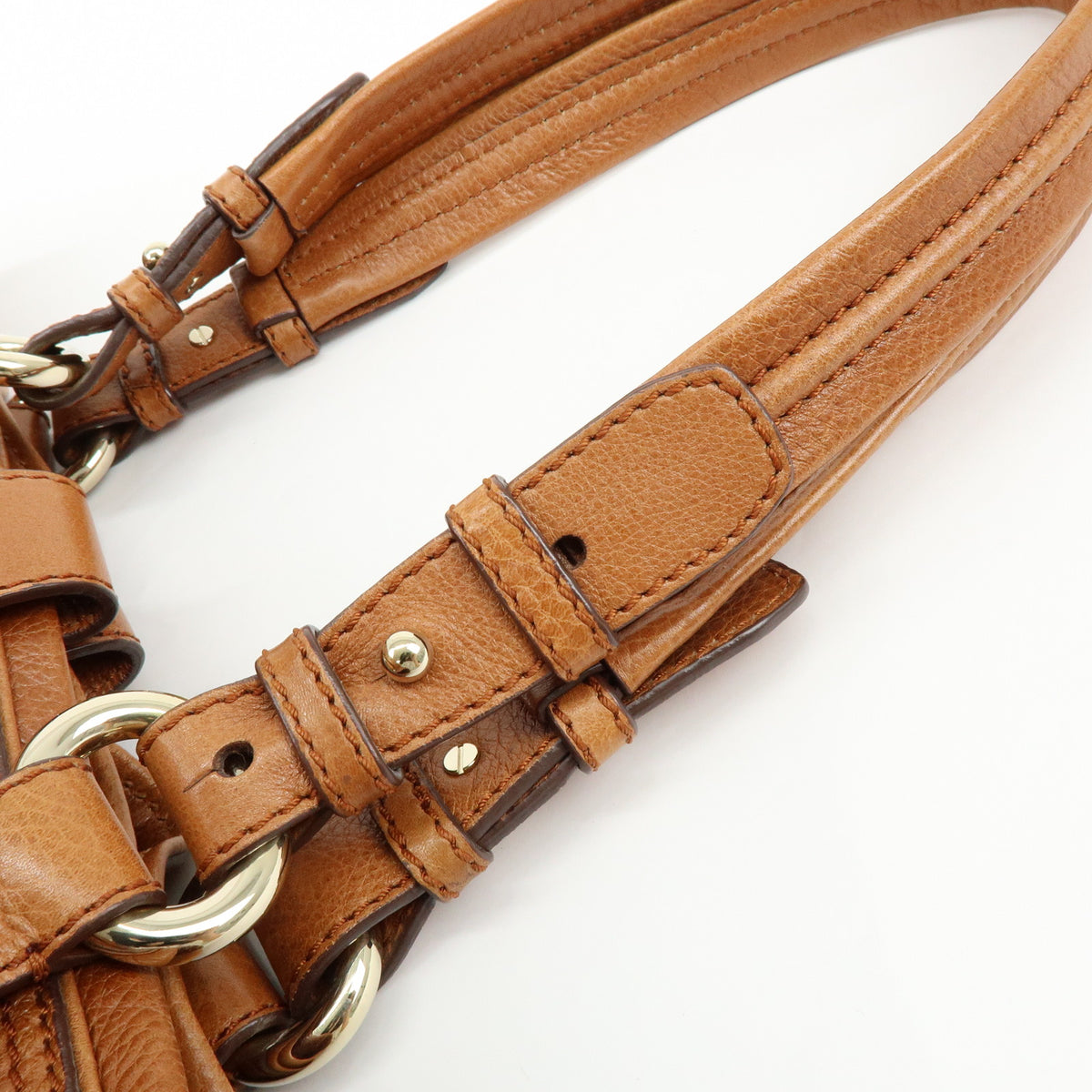 CELINE Macadam Leather Shoulder Bag Boston Bag Brown